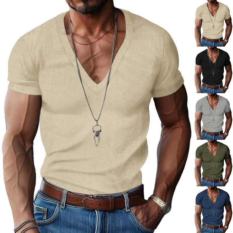 Corduroy Button Up Shirt Men - Мужская летняя футболка из вельвета в