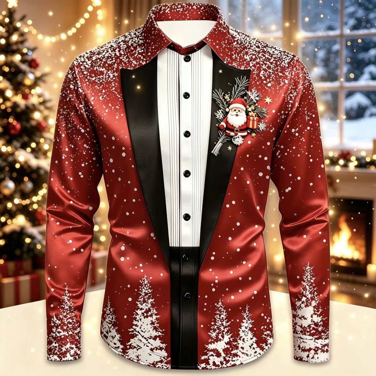 Men Christmas Satin Long Sleev – обзор и цена Mens Satin Silk Dress Shirt
