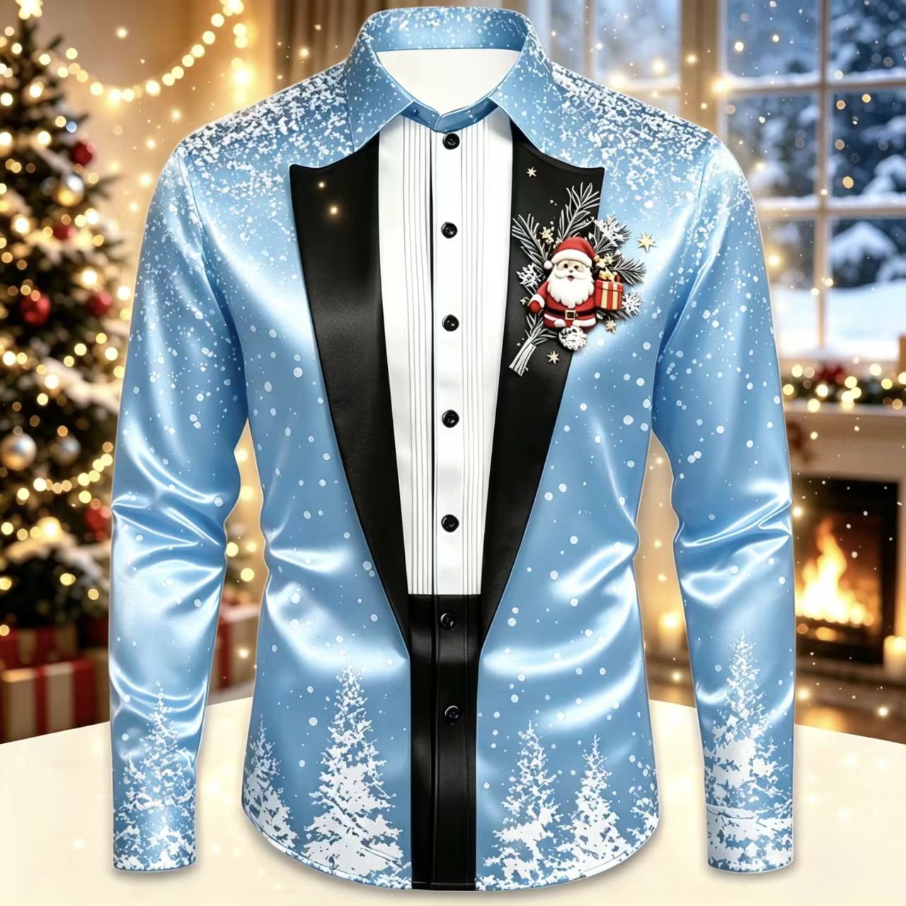 Men Christmas Satin Long Sleev – обзор и цена Mens Satin Silk Dress Shirt