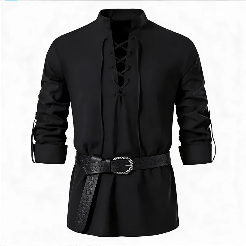 Мужская средневековая рубашка  – обзор и цена Medieval Gothic Lace Up Pirate Shirt