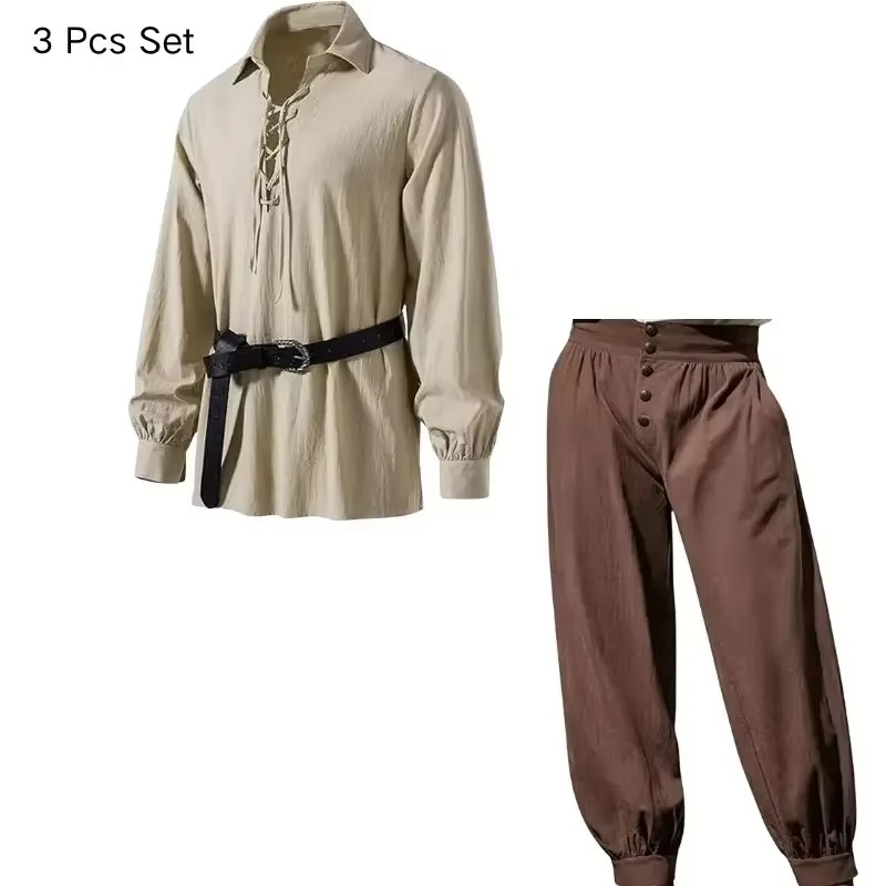 Мужской костюм в средневековом – обзор и цена Medieval Gothic Lace Up Pirate Shirt